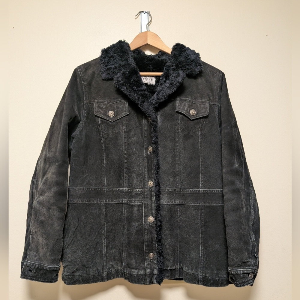 WILSONS LEATHER MAXIMA Black Shearling-Lined Jacket – Women’s L